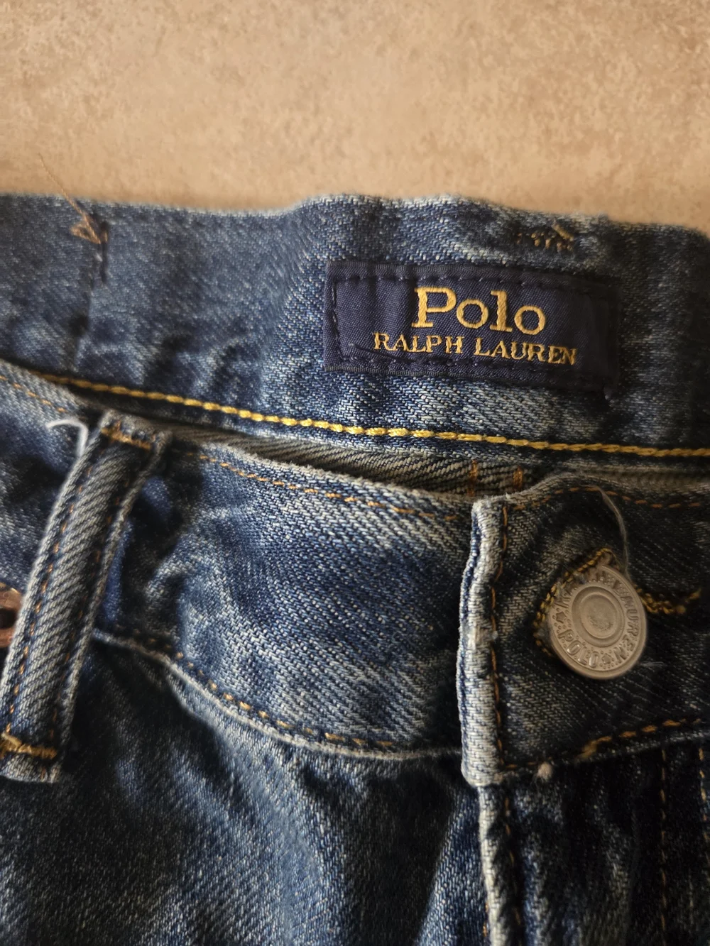 Ralph Lauren Boys High Waist Denim Shorts - Blue with Paint Splatter Size 20